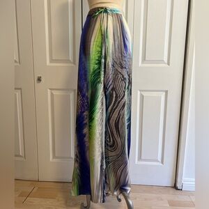 ELIE TAHARI satin silk pants trousers. Size 10 Large. Multi colors.